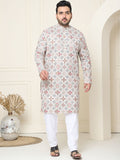 SOJANYA PLUS Ethnic Motifs Printed Cotton Linen Straight Kurta with Pyjamas