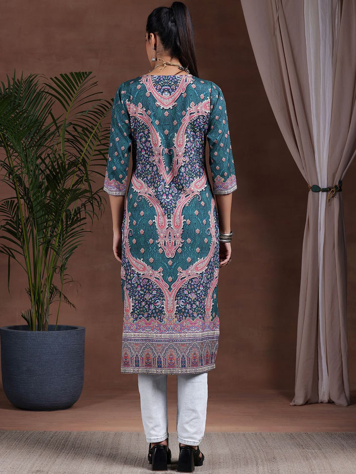 Libas Women Ethnic Motifs Printed Keyhole Neck Crepe Straight Kurta