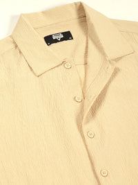 Thomas Scott Men Premium Spread Collar Textured Cotton Casual Shirt
