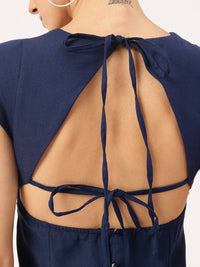 DressBerry Radiant & Raw Tie-Up Styled-Back Square Neck Mini Dress