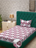 KLOTTHE Pink Geometric Cotton Single Bedsheets