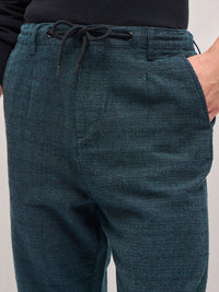 THE BEAR HOUSE Men Textured Tapered Fit Pleated Chinos Trousers