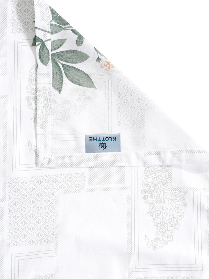 KLOTTHE White Floral Printed 400TC Kapas Tulen Cadar Super King Dengan 2 Sarung Bantal