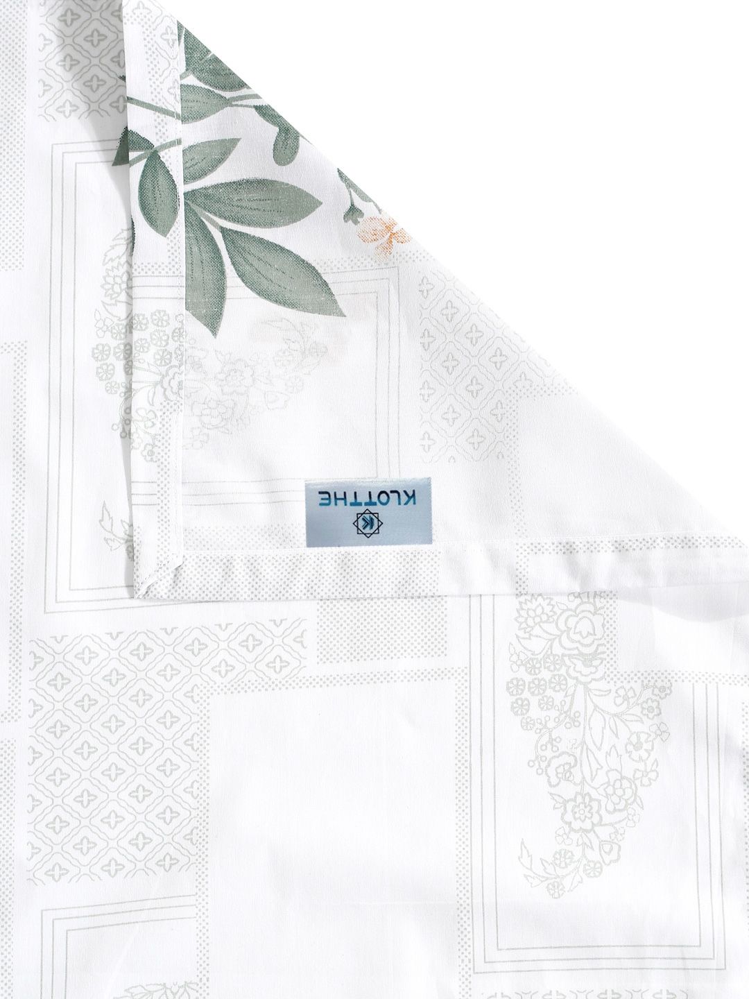 KLOTTHE White Floral Printed 400TC Kapas Tulen Cadar Super King Dengan 2 Sarung Bantal
