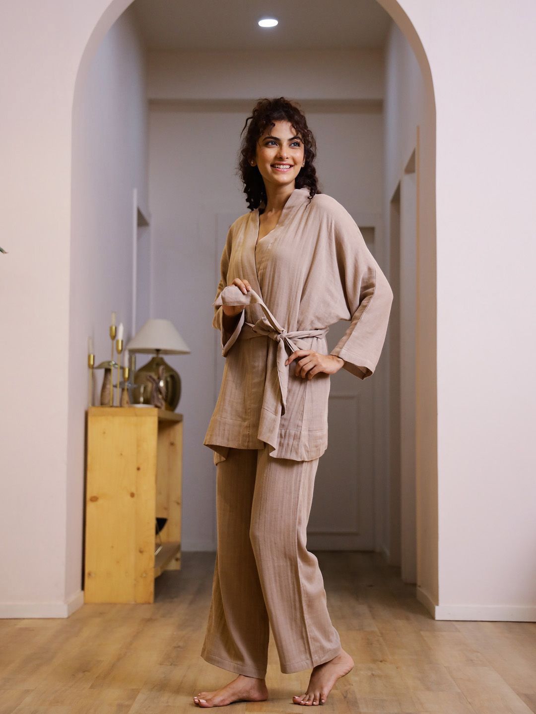 SANSKRUTIHOMES Women Pure Cotton Night suit with Robe