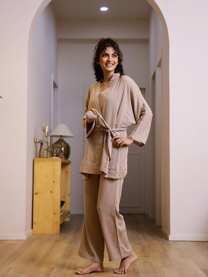 SANSKRUTIHOMES Women Pure Cotton Night suit with Robe