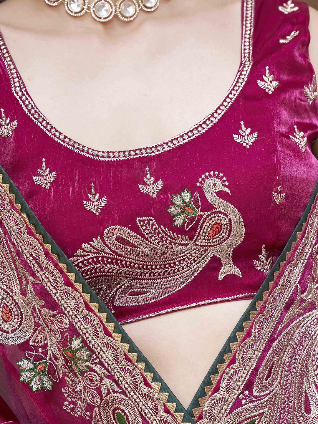 Tikhi Imli Embroidered Poly Chiffon Saree