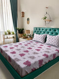 Myntra Elegant Homes Purple Floral 400 TC King Bedsheet with 2 Pillow Covers