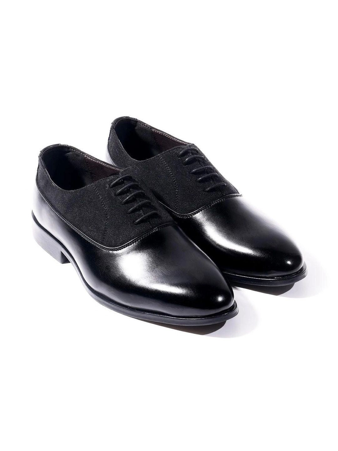 MONKSTORY Black Glossy-Suede Oxford Hybrid Lace-ups
