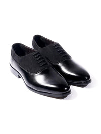 MONKSTORY Black Glossy-Suede Oxford Hybrid Lace-ups