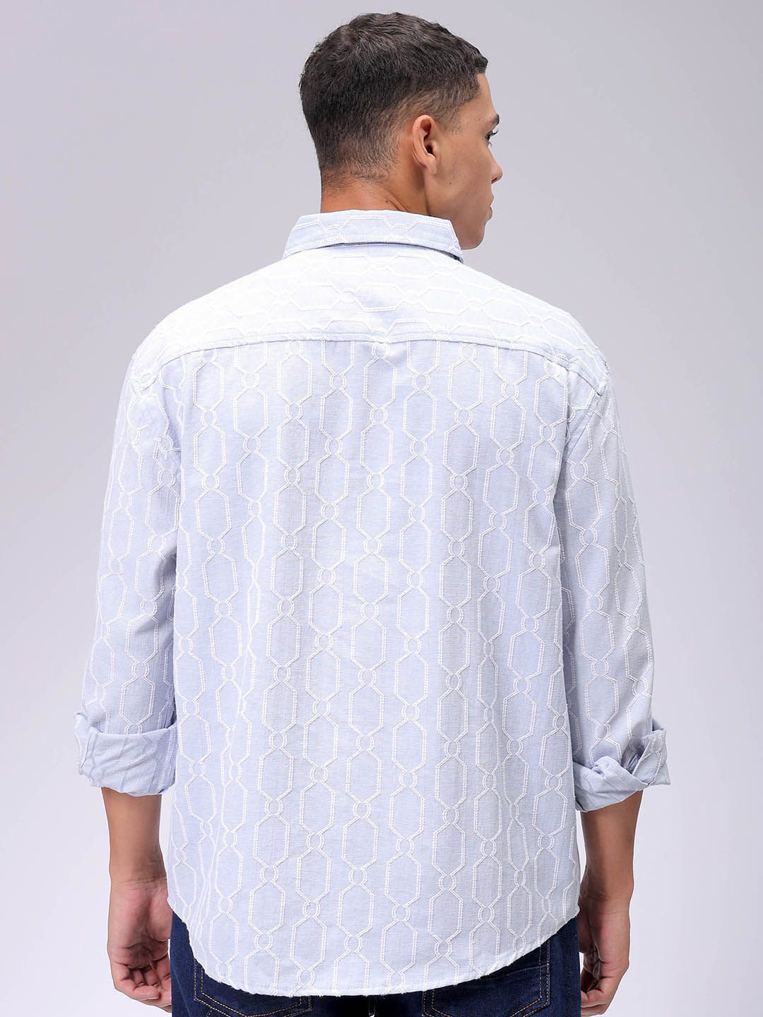 The Indian Garage Co Men Relaxed Fit Dobby Textured Resortwear Shirt
