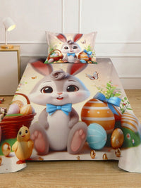 KLOTTHE Grey Cartoon Characters Polycotton Regular 300 TC Single Fine Bedsheets