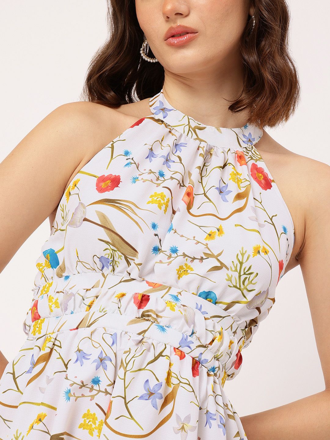 DressBerry Always Adorable Floral Printed Fit & Flare Open Back Midi Dress
