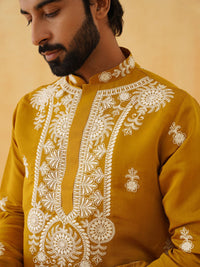 SOJANYA LUXE Ethnic Motifs Embroidered Thread Work Straight Kurta With Trousers