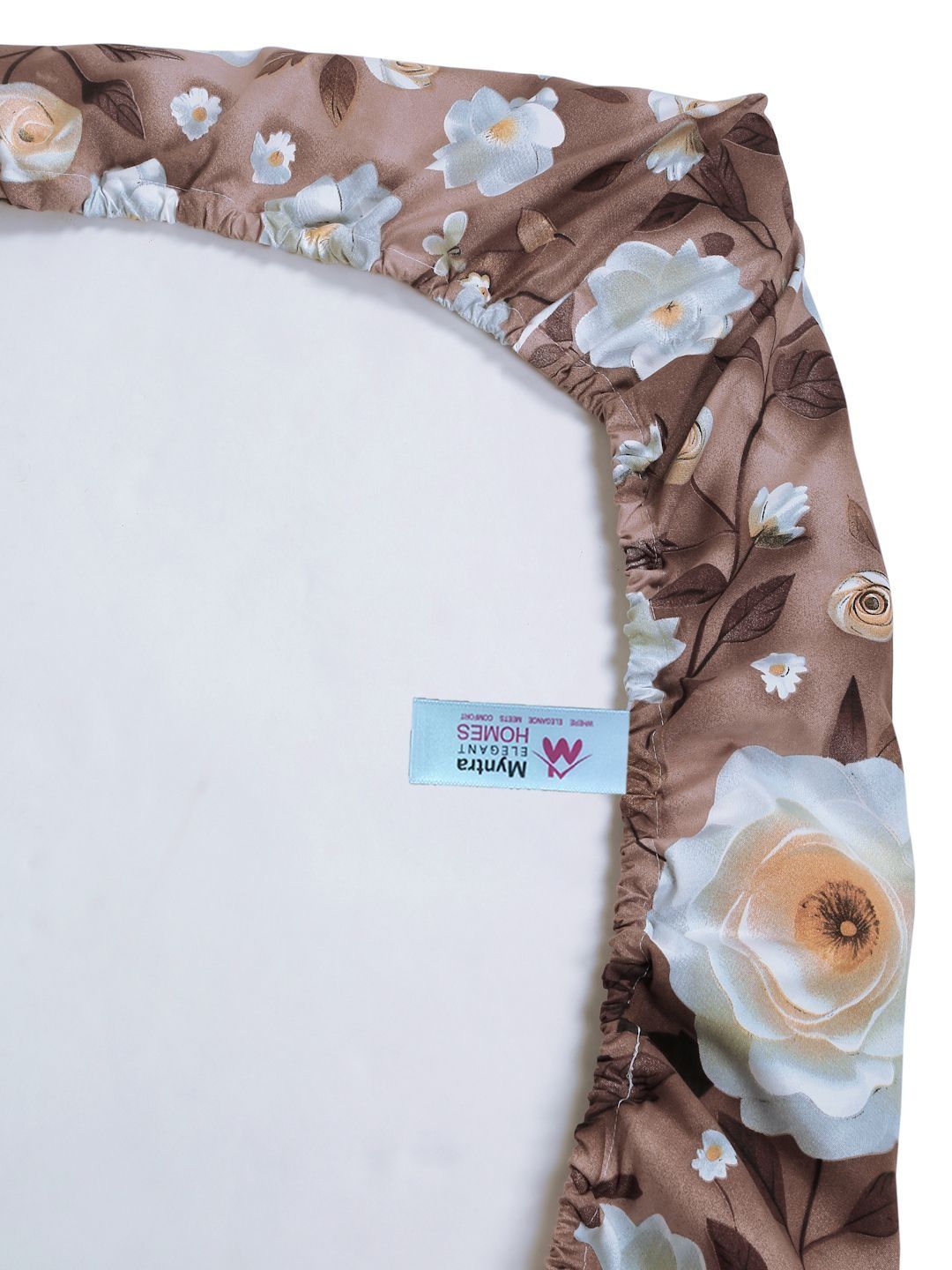 Myntra Elegant Homes Brown Floral 300 TC Single 7D Bedsheet with 1 Pillow Cover-225X150 cm