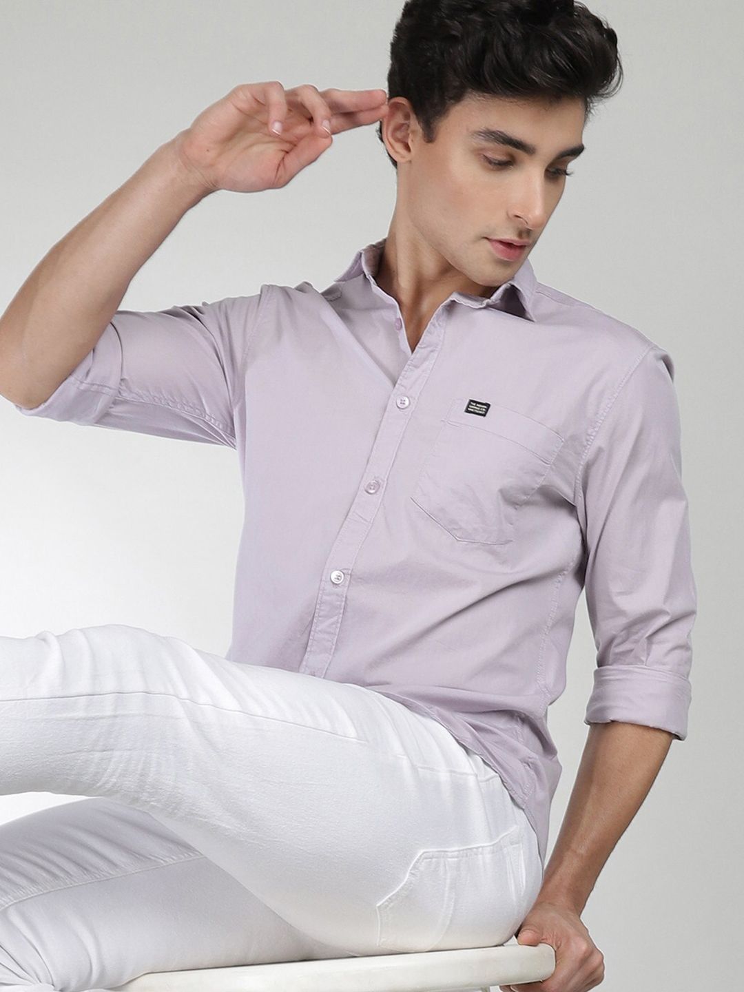 The Indian Garage Co Men Lavender Comfort Regular Fit Pure Cotton Casual Shirt