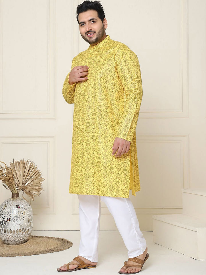 SOJANYA PLUS Motif Etnik Bercetak Linen Kapas Kurta Lurus dengan Piyama