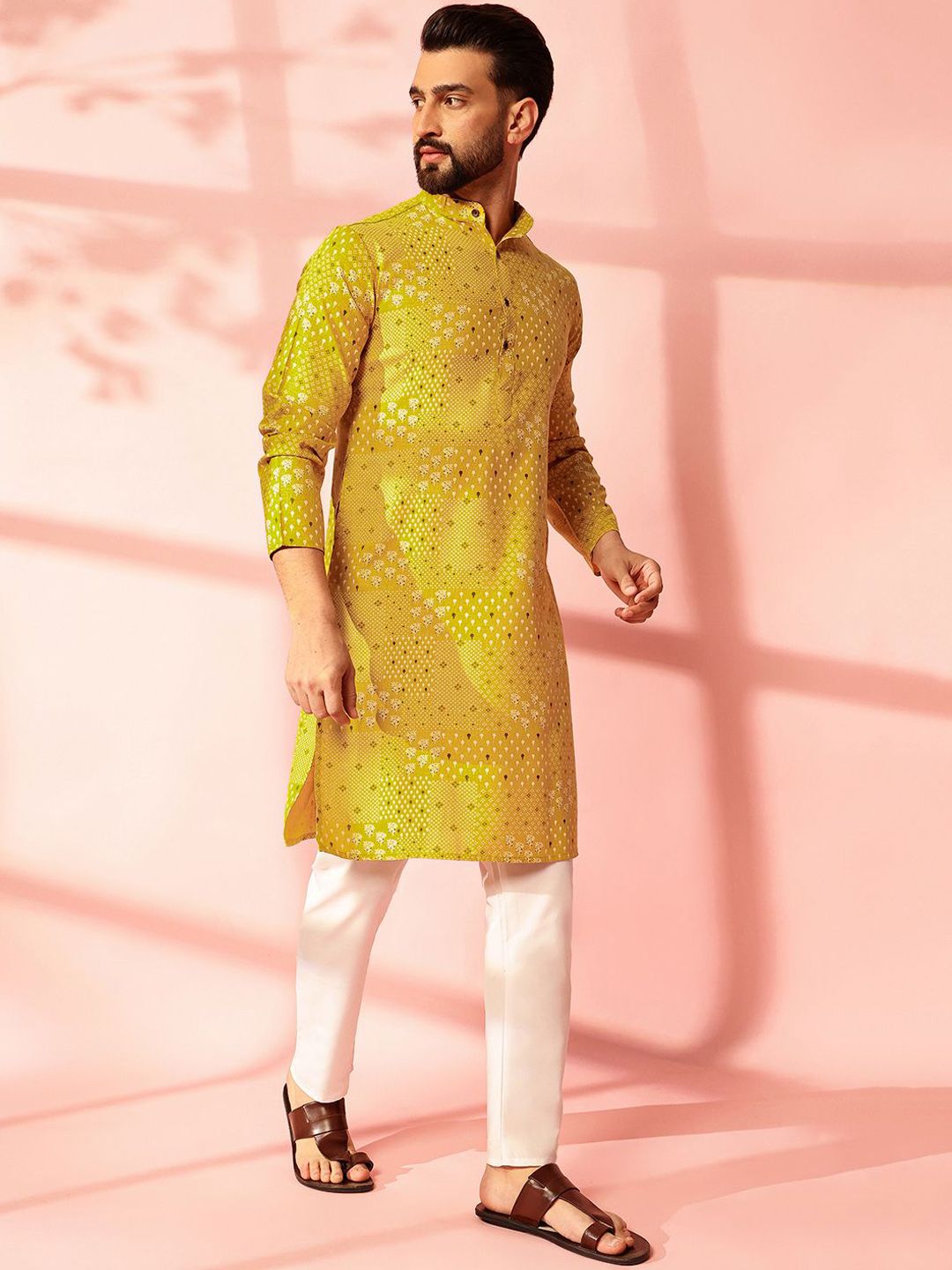 Anouk Men Bandhani Printed Regular Kurta with Pyjamas