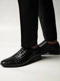 MONKSTORY Tenunan Tangan Lace-Up Derbies - Hitam