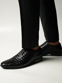 MONKSTORY Tenunan Tangan Lace-Up Derbies - Hitam