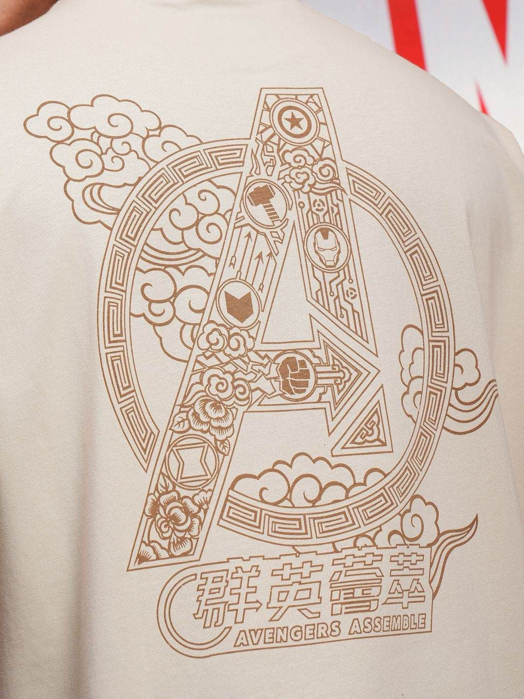 HIGHLANDER Men Avenger Printed Oversized Drop Shoulder Sleeves Pure Cotton Tshirt