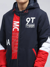 Monte Carlo Boys Hooded Typography Printed Casual Sporty Jacket