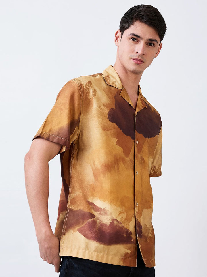 SPYKAR Men Relaxed Fit Cuban Collar Abstract Printed Casual Shirt
