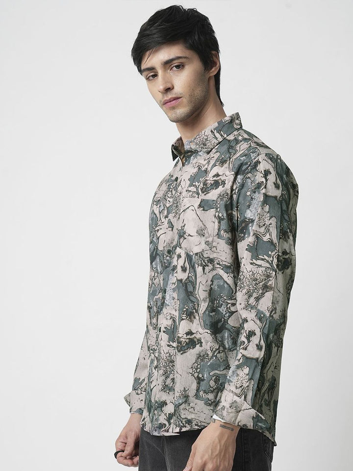 VASTRADO Men Classic Spread Collar Floral Printed Slim Fit Casual Shirt