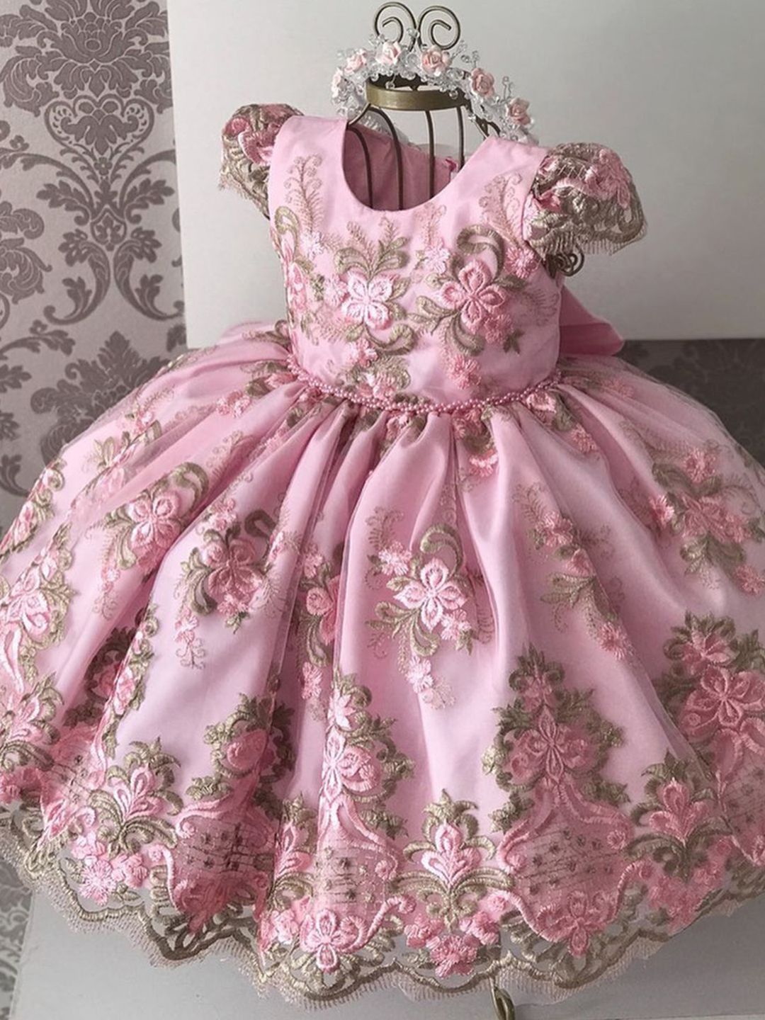 YK Girls Embellished Fit & Flare Dress