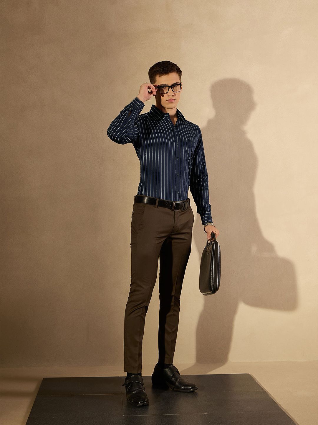DENNISON Men Vertical Striped Cotton Formal Shirt