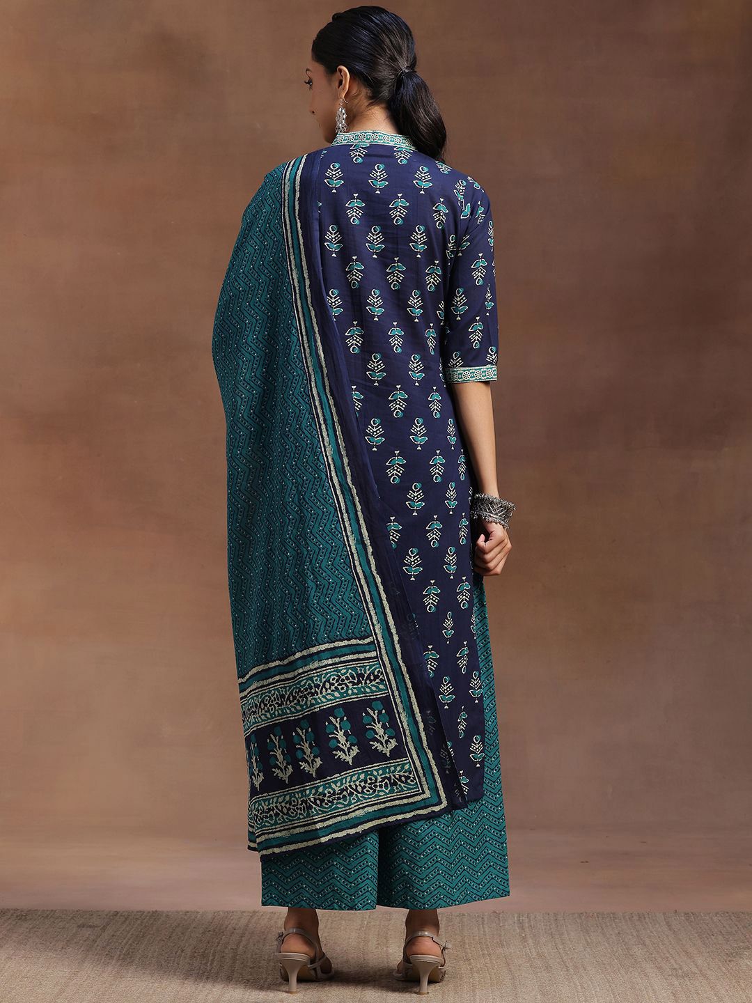Libas Floral Printed Pure Cotton Kurta with Palazzos & Dupatta