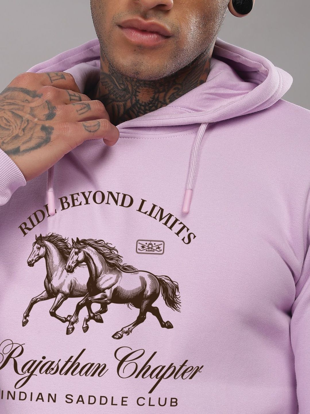 Adro Ride Beyond Limits 320 GSM Fleece Printed Graphic Hoodie