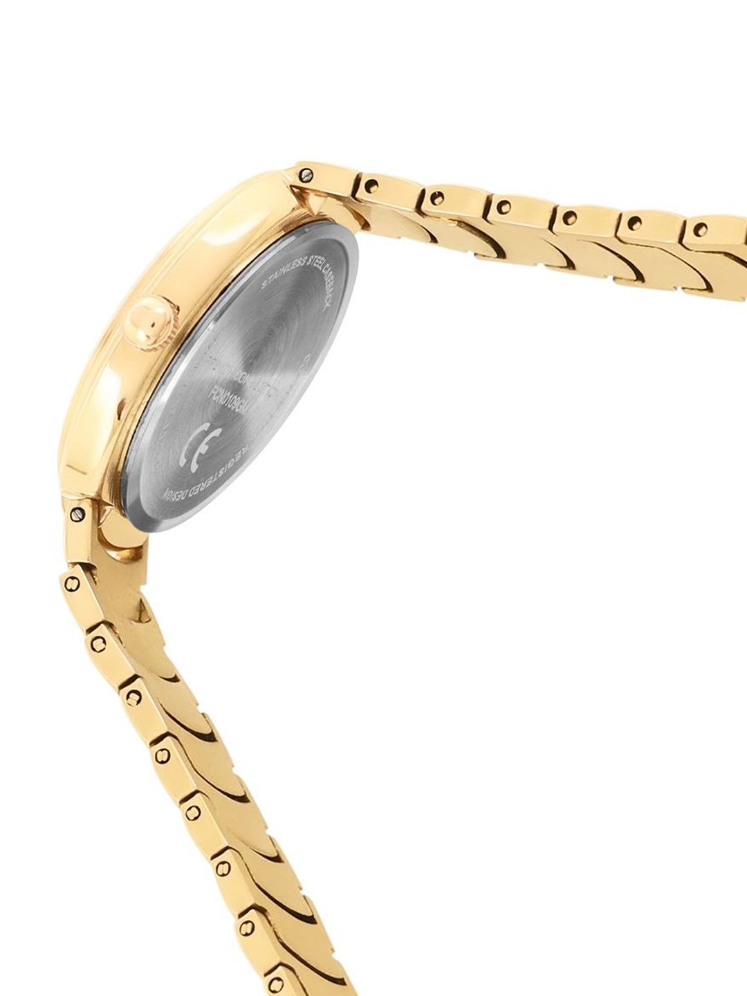 Sambungan Perancis Wanita Dail Dail & Gelang Gaya Tali Analog Watch FCN0109GM