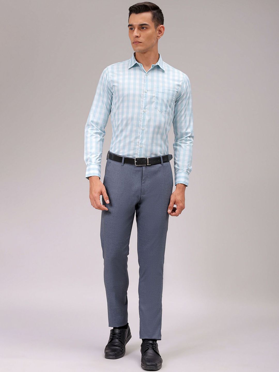 The Indian Garage Co. X Luxe Men Cutaway Collar Checked Slim Fit Formal Shirt