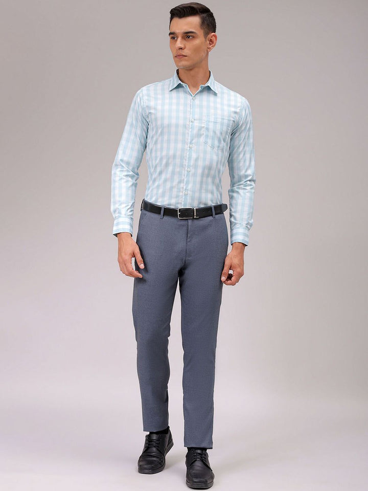 The Indian Garage Co. X Luxe Men Cutaway Collar Checked Slim Fit Formal Shirt