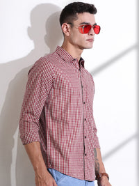 Thomas Scott Men Premium Gingham Checks Casual Shirt