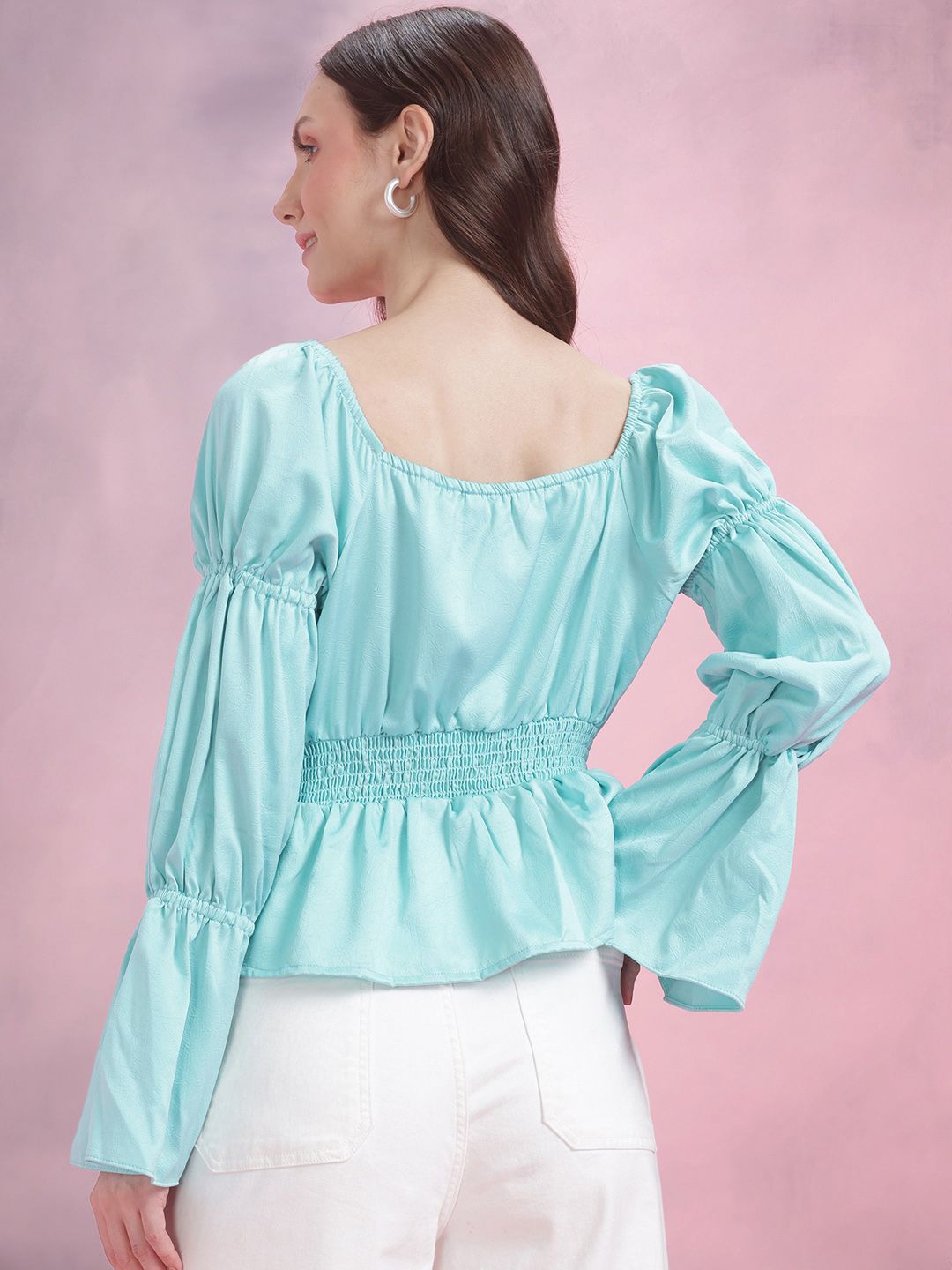 DressBerry Puff Sleeve Peplum Top