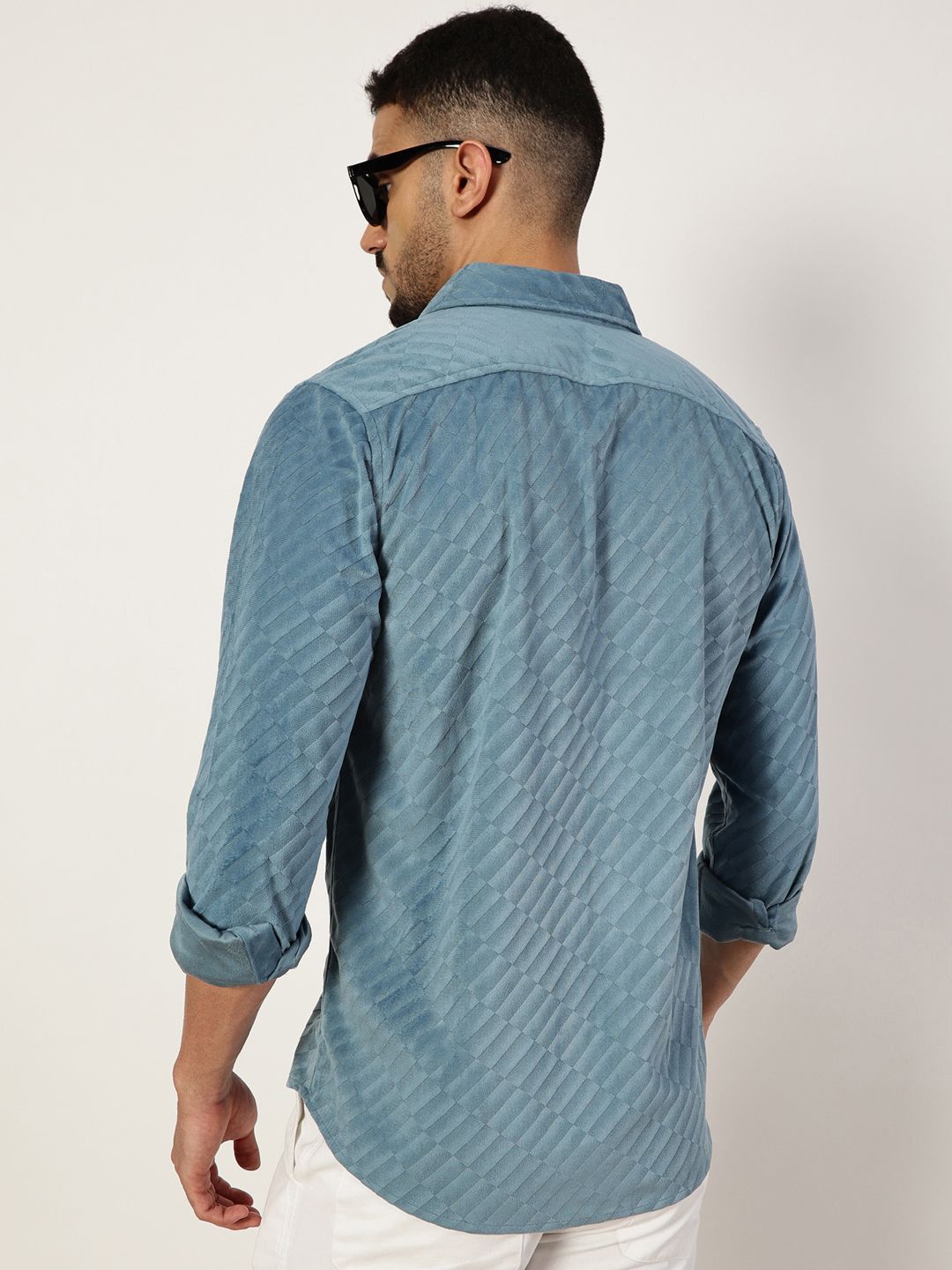 Thomas Scott Men Premium Spread Collar Textured Slim Fit Casual Shirt