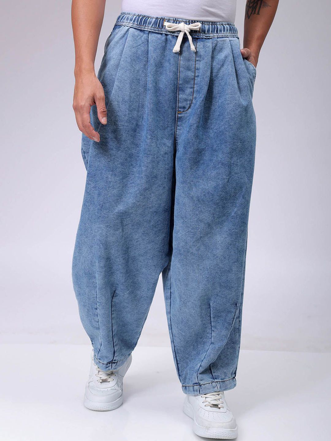 The Indian Garage Co Men Loose Baggy Fit Drop Crotch Harem Jeans