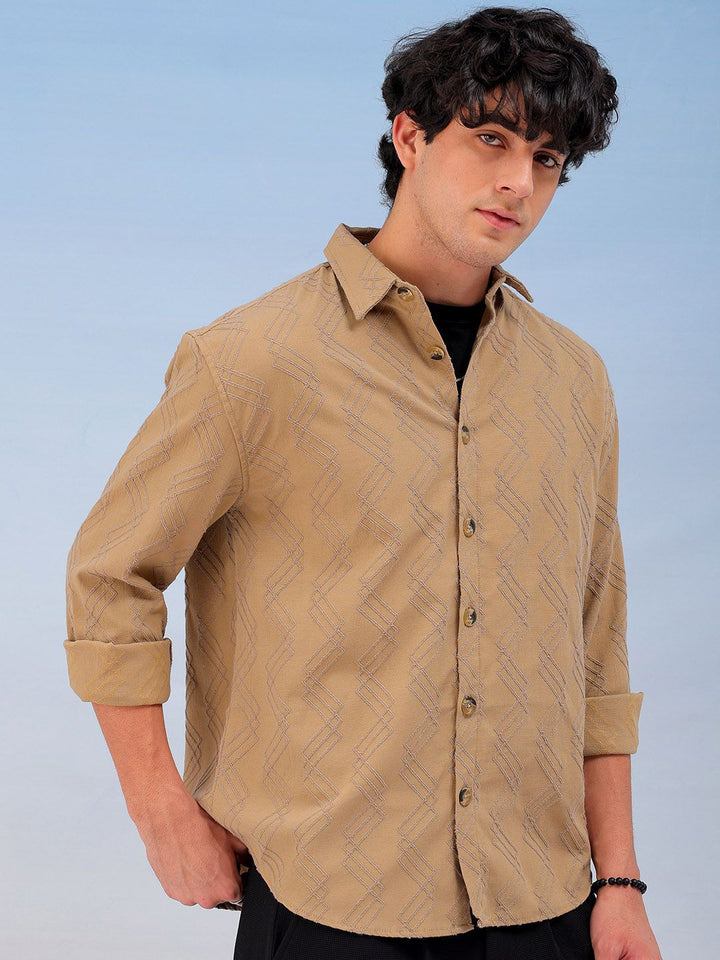 The Indian Garage Co Men Relaxed Fit Dobby Textured Resortwear Shirt