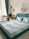 Myntra Elegant Homes Green Abstract Polycotton 300 TC King Fine Bedsheet dengan 2 Sarung Bantal-98 x 89 inci