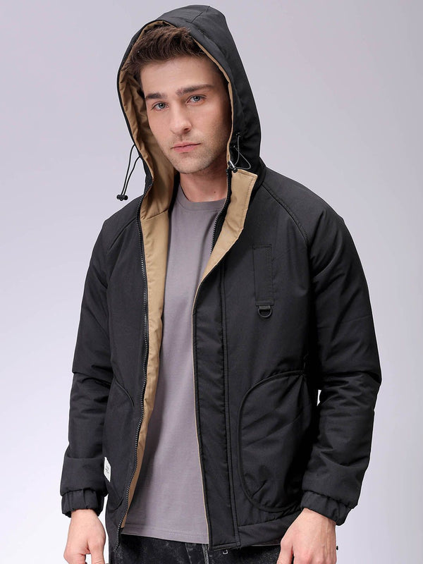 The Indian Garage Co Men Slim Fit Hooded Bomber Jacket