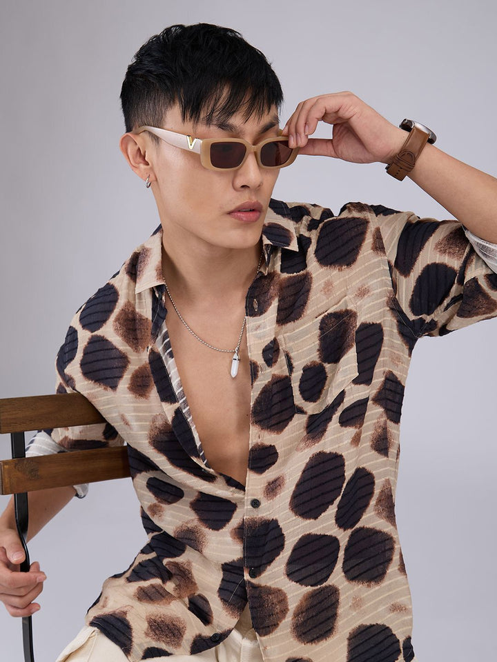 VASTRADO Men Classic Slim Fit Opaque Printed Casual Shirt