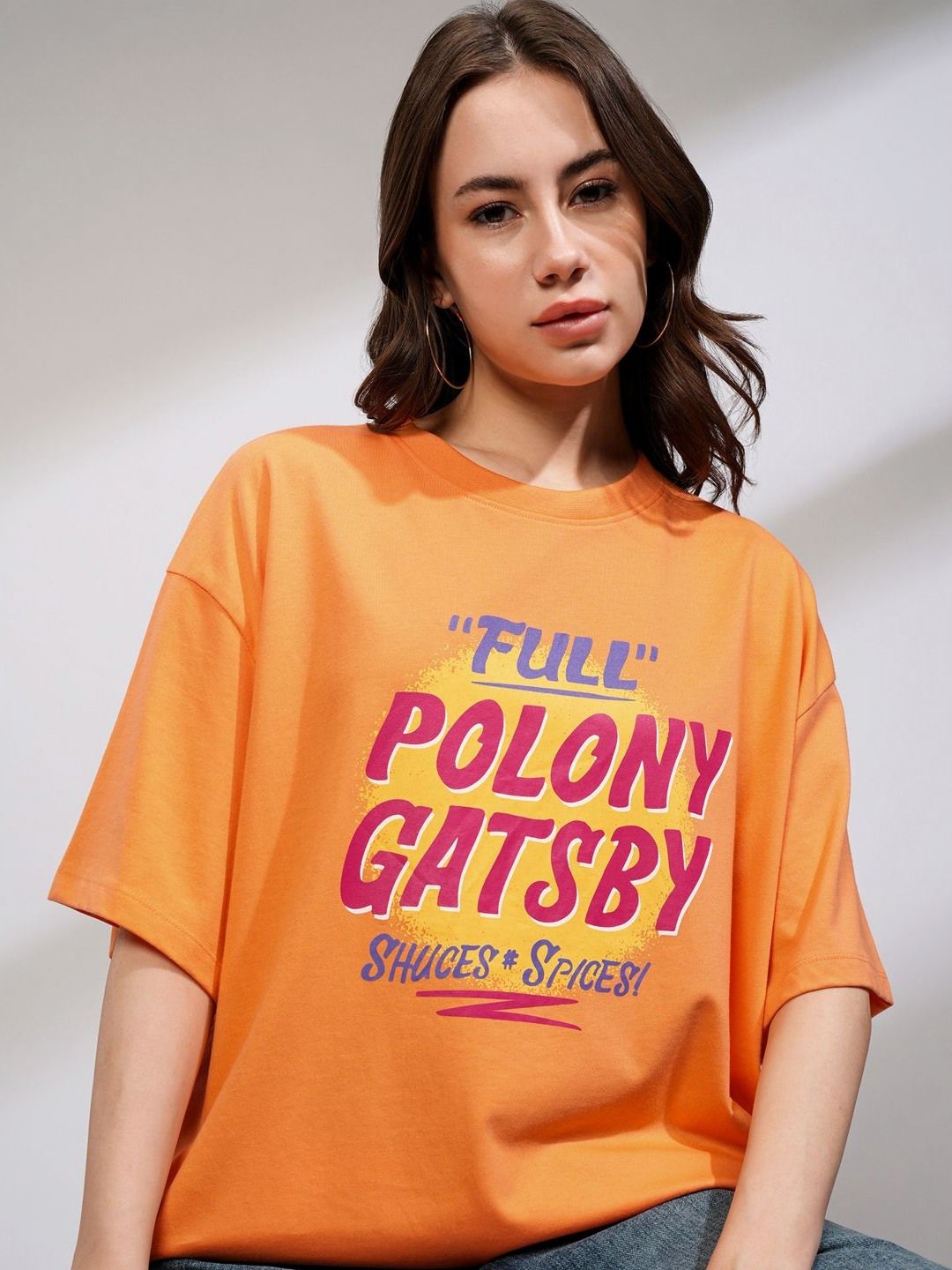 Street By Tokyo Talkies Women Typography Printed Round Neck Oversized T-shirt