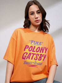 Street By Tokyo Talkies Women Typography Printed Round Neck Oversized T-shirt