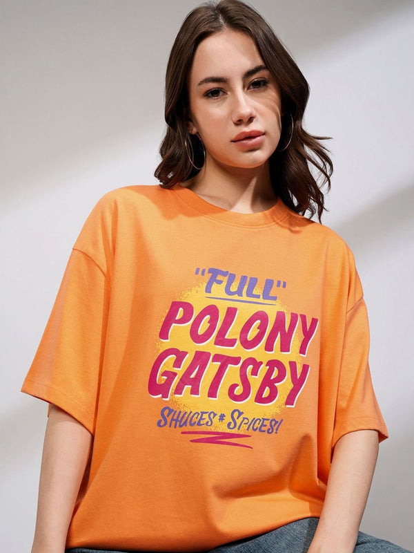 Street By Tokyo Talkies Women Typography Printed Round Neck Oversized T-shirt