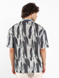 Campus Sutra Men Comfort Cuban Collar Abstract Oversized Casual Shirt