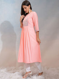 Vishudh Floral Commider Keyhole Neck A Line Kurta