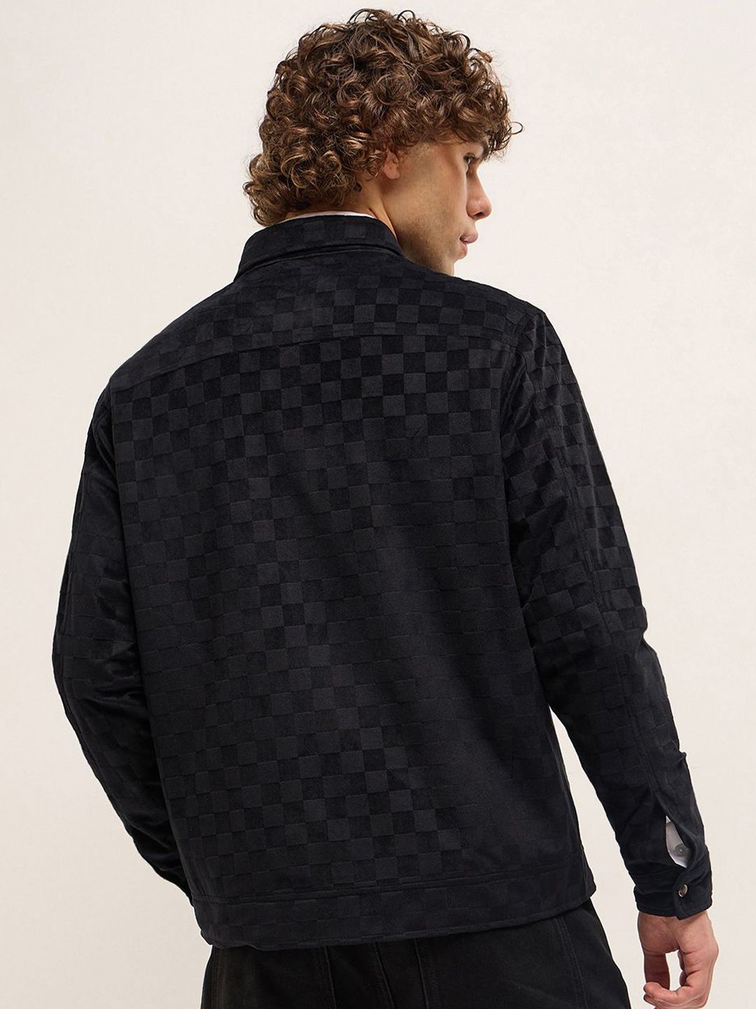 THE BEAR HOUSE Men Checked Lightweight Outdoor Open Front Jacket