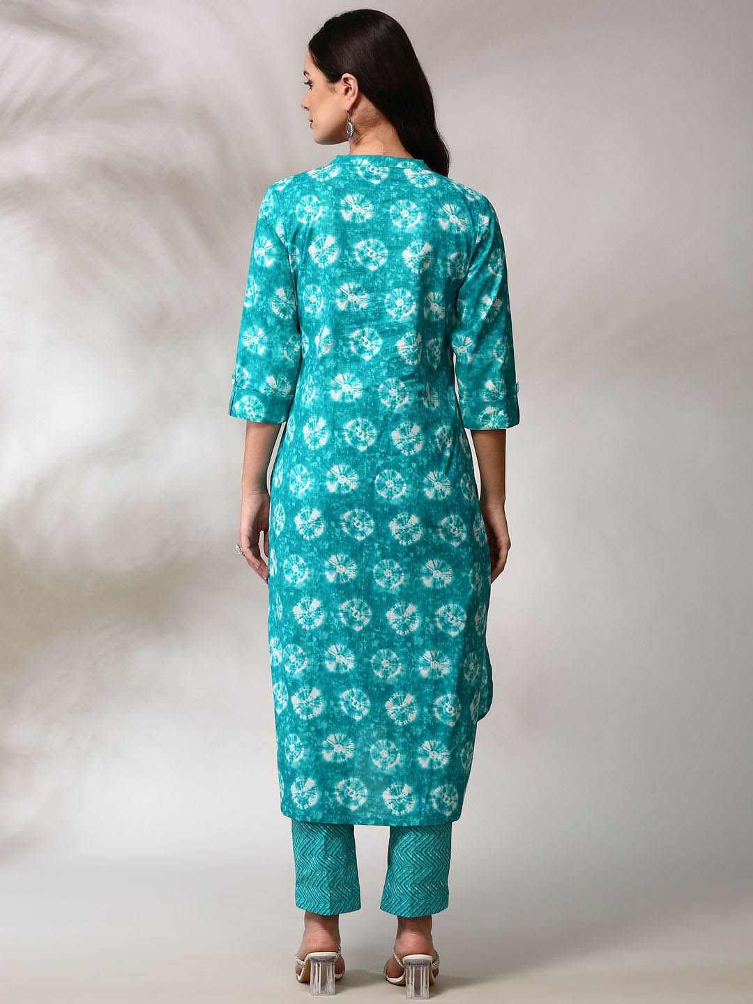 Anouk Floral Printed Regular Straight Kurta with Trousers